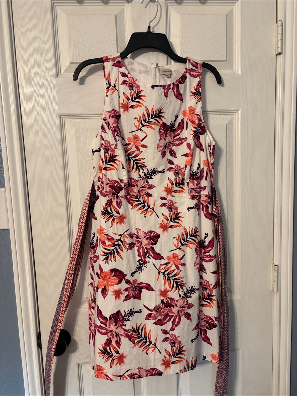 Daniel Cremieux White Midi Dress with Pink & Orange Floral Print